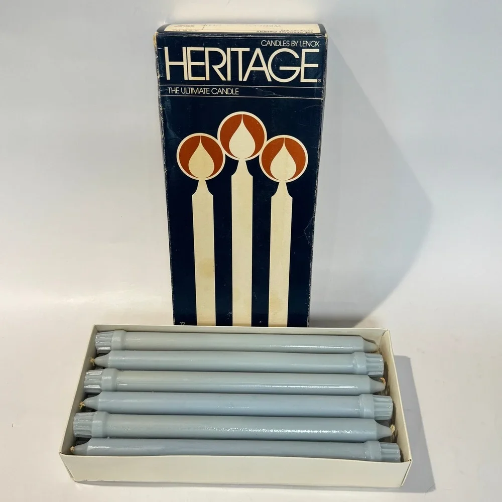 NEW Vintage 1978 Heritage Candles by Lenox No 672 Wedgewood Blue 12in Taper IOB